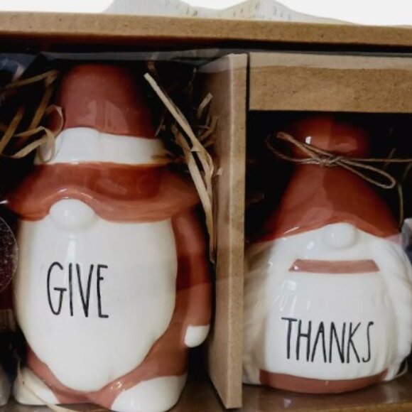 Rae Dunn Artisan Collection Thanksgiving Gnomes (Give/Thanks) NWT - Picture 2 of 5